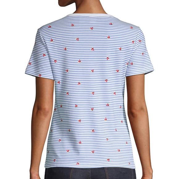 ✨3/$30 NWT Karen Scott Watermelon Striped T-Shirt - Picture 2 of 10